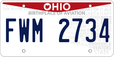 OH license plate FWM2734