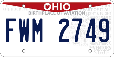 OH license plate FWM2749