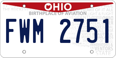 OH license plate FWM2751