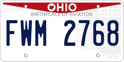 OH license plate FWM2768