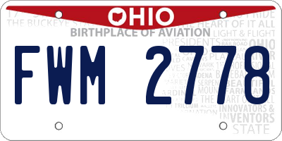 OH license plate FWM2778