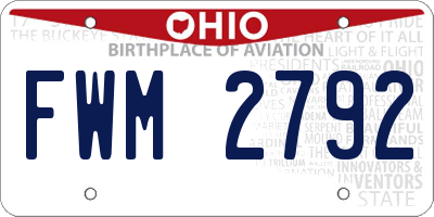 OH license plate FWM2792