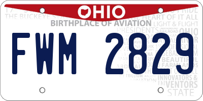 OH license plate FWM2829