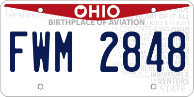 OH license plate FWM2848