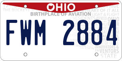 OH license plate FWM2884