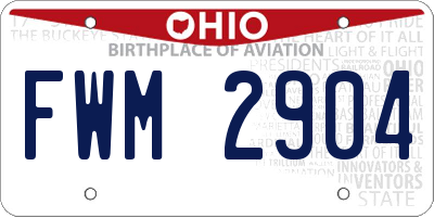 OH license plate FWM2904