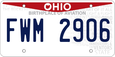 OH license plate FWM2906