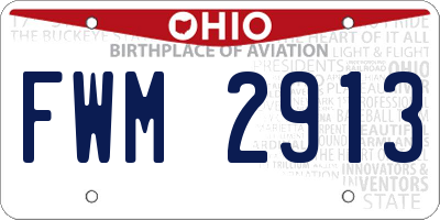 OH license plate FWM2913