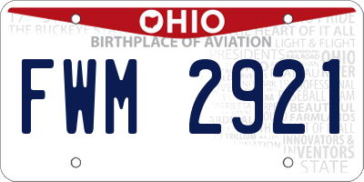OH license plate FWM2921