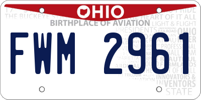 OH license plate FWM2961