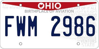 OH license plate FWM2986