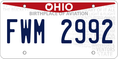 OH license plate FWM2992