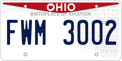 OH license plate FWM3002