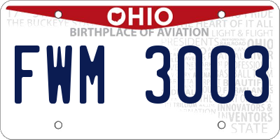 OH license plate FWM3003