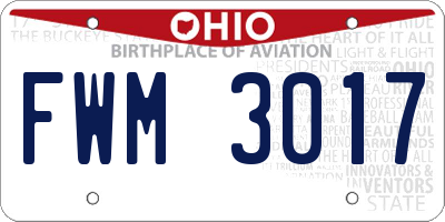 OH license plate FWM3017