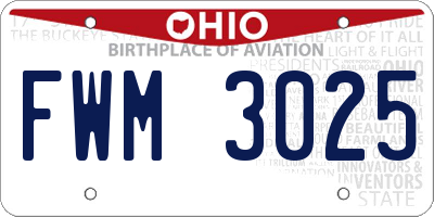 OH license plate FWM3025