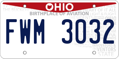 OH license plate FWM3032