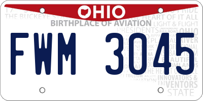 OH license plate FWM3045