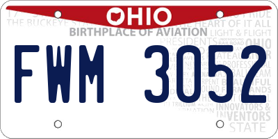 OH license plate FWM3052