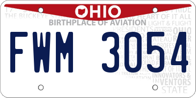 OH license plate FWM3054