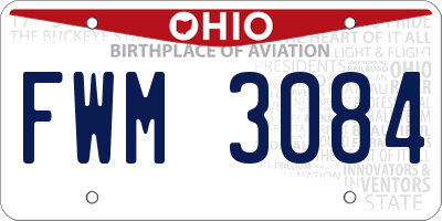 OH license plate FWM3084