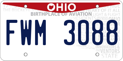 OH license plate FWM3088