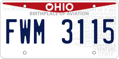 OH license plate FWM3115