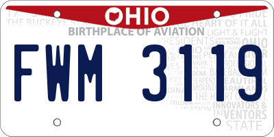 OH license plate FWM3119