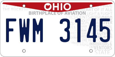 OH license plate FWM3145