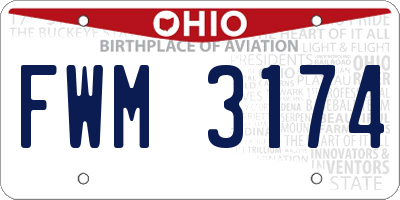 OH license plate FWM3174