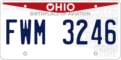 OH license plate FWM3246