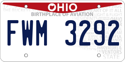 OH license plate FWM3292