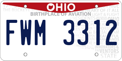 OH license plate FWM3312