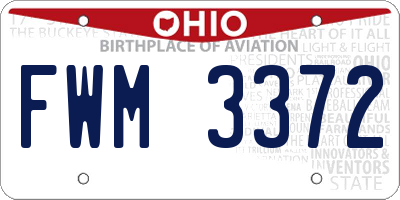OH license plate FWM3372