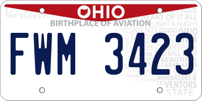 OH license plate FWM3423