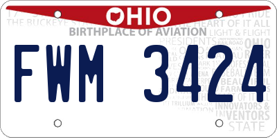 OH license plate FWM3424