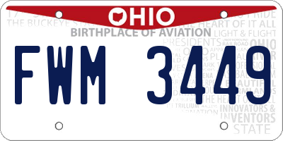 OH license plate FWM3449