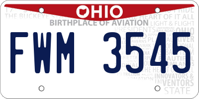 OH license plate FWM3545