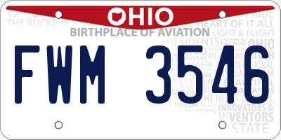 OH license plate FWM3546