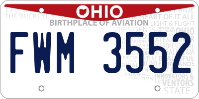 OH license plate FWM3552