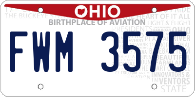 OH license plate FWM3575