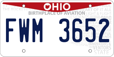 OH license plate FWM3652