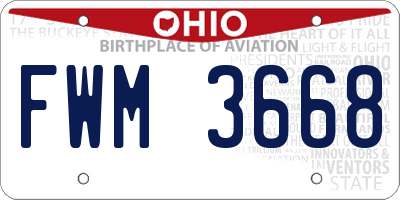 OH license plate FWM3668