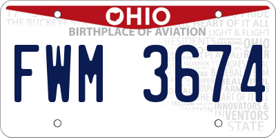 OH license plate FWM3674
