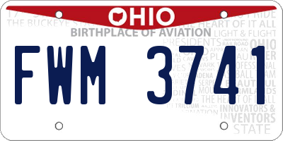 OH license plate FWM3741