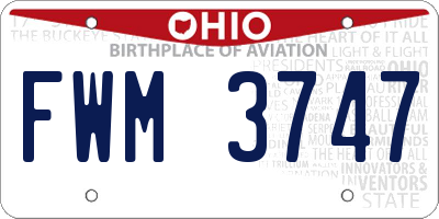 OH license plate FWM3747