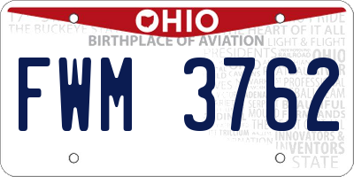 OH license plate FWM3762