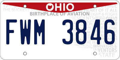 OH license plate FWM3846