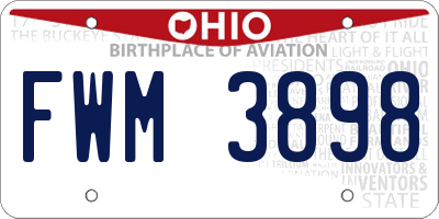 OH license plate FWM3898