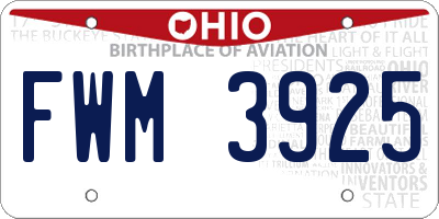 OH license plate FWM3925